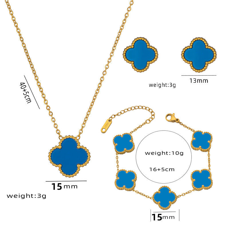 Set di Collane da Donna Minimaliste di Lusso con Cuore e Forme Geometriche in Acciaio al Titanio, Placcate Oro e con Catena a O