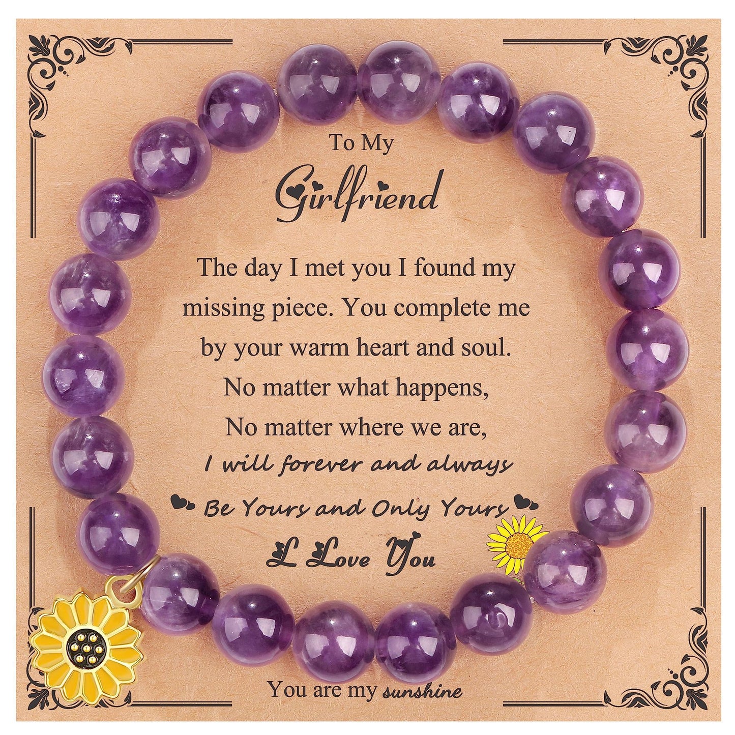 Sweet Floral Sunflower Gemstone Charm Bracelet for Women
