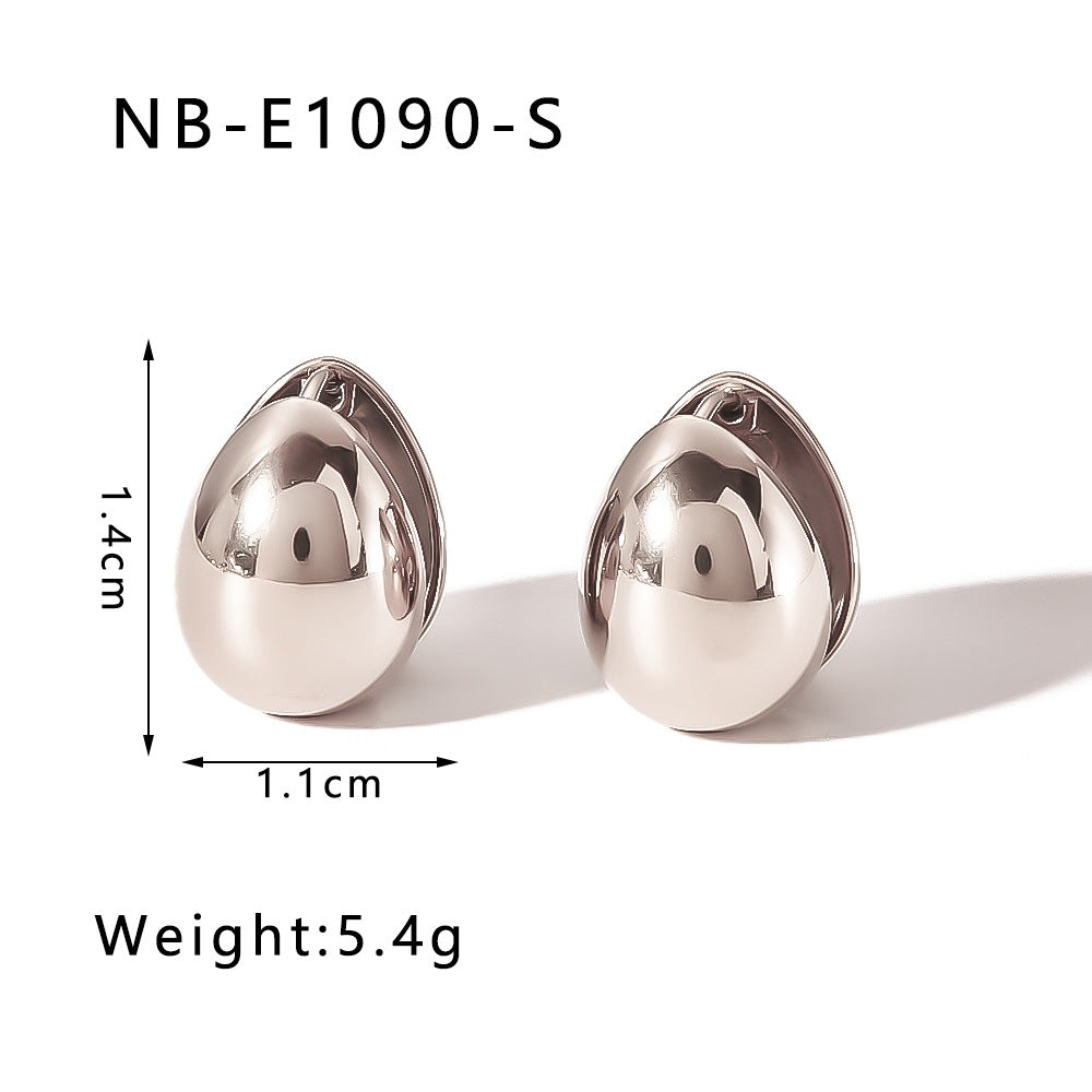 Minimalist Heart-Shaped Geometric Stainless Steel Earrings with 18K Gold Plating for Women