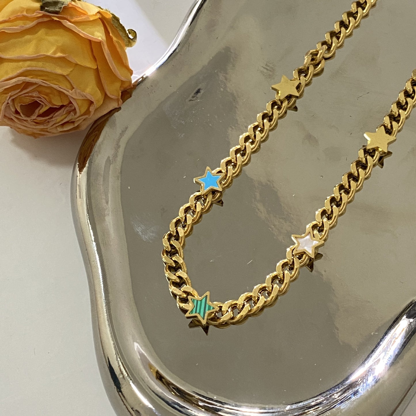 Colorful Star Titanium Steel Plated Necklace Unisex