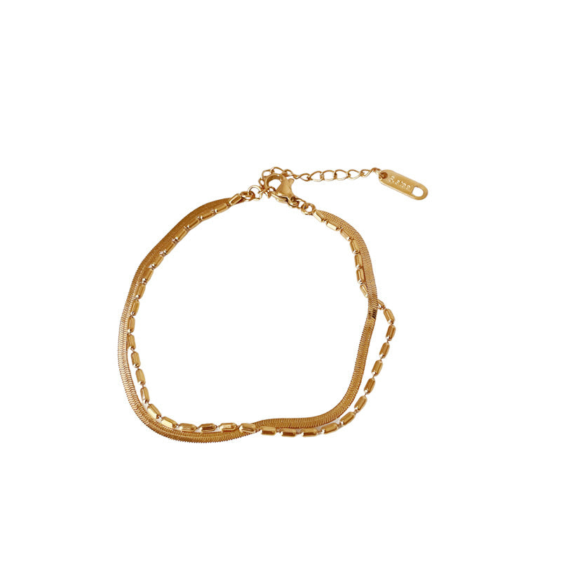 Bracciale a catena a serpente geometrico minimalista in acciaio al titanio per donna con finitura galvanizzata