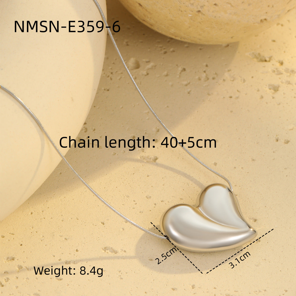 Collana Minimalista da Donna a Catena Snake a Cuore in Acciaio al Titanio con Placcatura in Oro