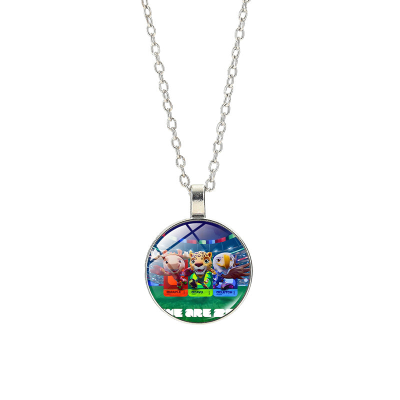 Collana sportiva casual in lega placcata argento con pendente in cristallo unisex
