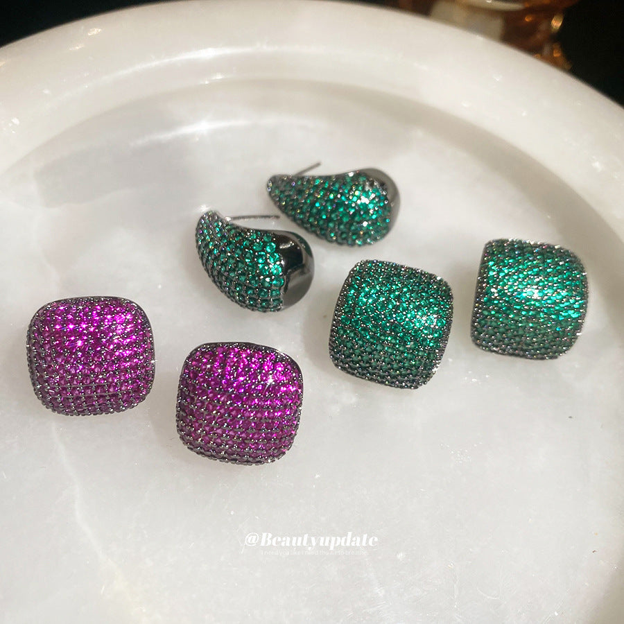Pendientes de Cobre con Forma de Gota de Agua Goteando, Estilo Vintage, con Circonitas y Postes de Acero para Mujer