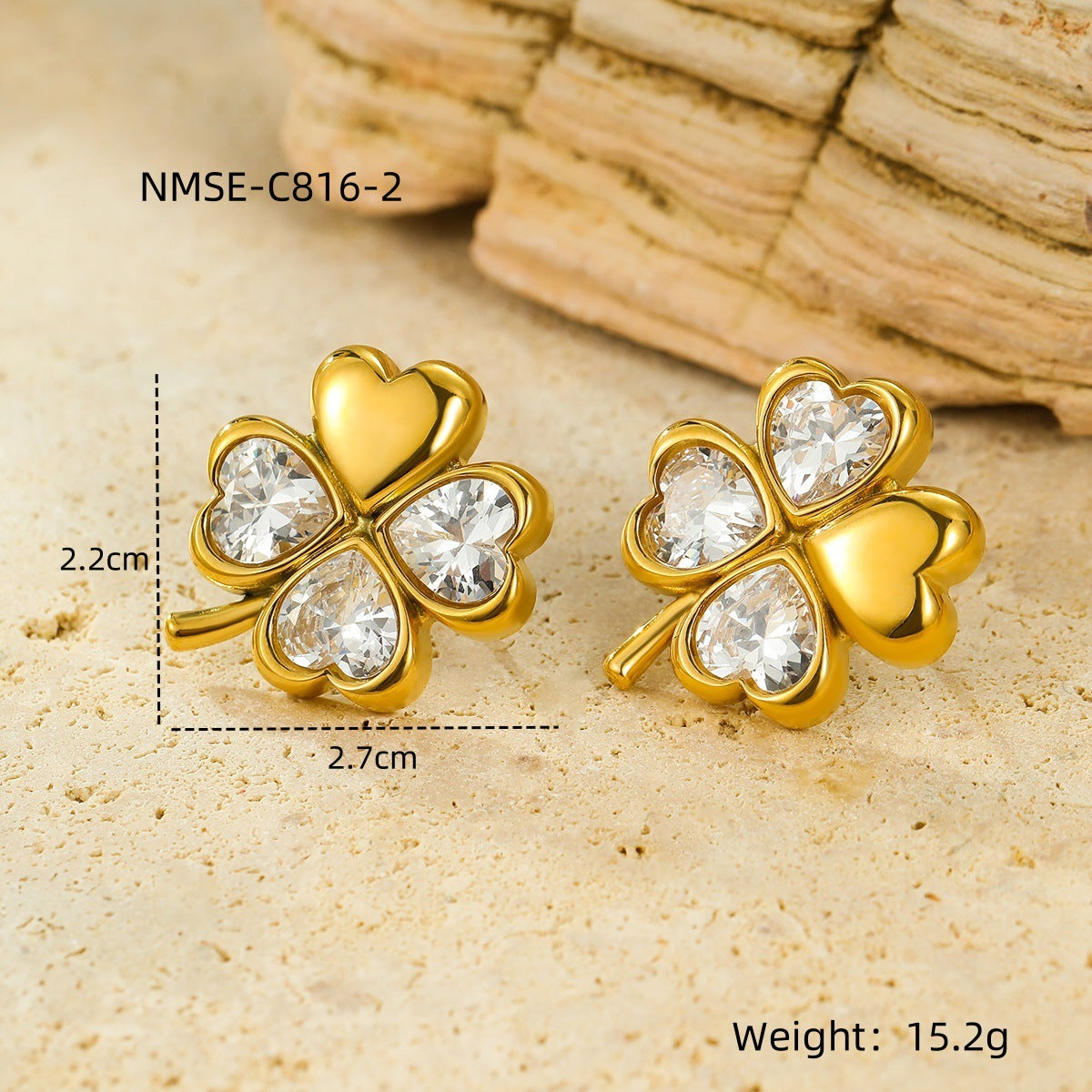 Orecchini da donna minimalisti geometrici a fiore in acciaio inossidabile con dettagli in perle e placcatura oro