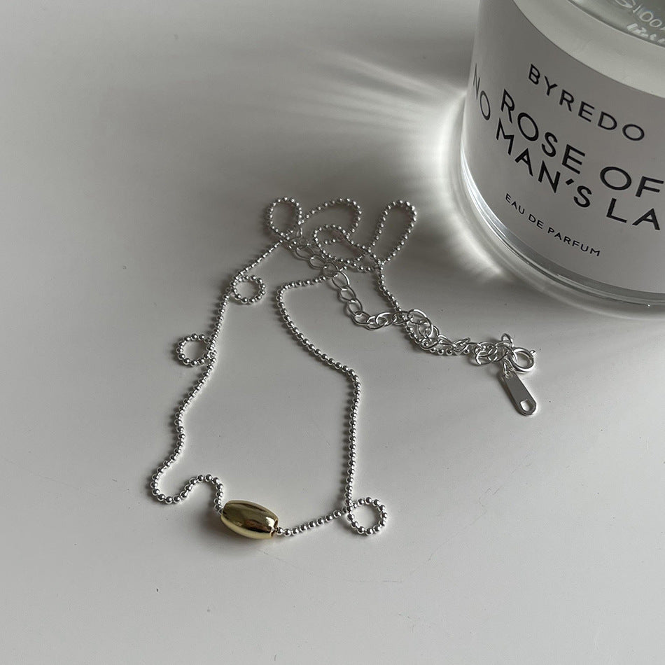 Natural Style Olive Bead Necklace for Women in 925 Sterling Silver with Woven Chain Design