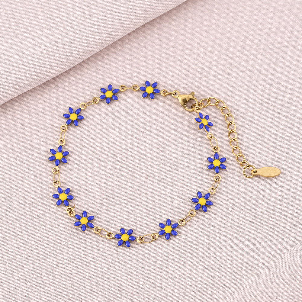Pulsera geométrica minimalista de acero inoxidable con motivo de pétalos para mujer y hombre, accesorio de moda electrochapado