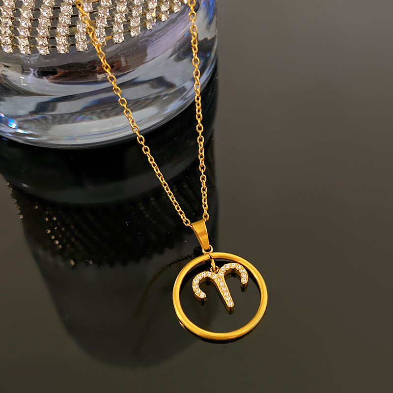 Sporty Sweet Gold Plated Titanium Steel Necklace with Brass Pendant for Unisex