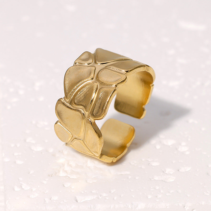 Anello Aperto Irregolare Geometrico Minimalista Gioielli da Donna in Acciaio Inossidabile Placcato Oro 18K