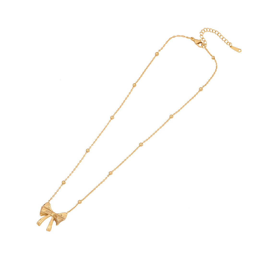 Fashionable Bow-Shaped Stainless Steel Necklace with Plated Finish for Women O-Chain Pendant Jewelry