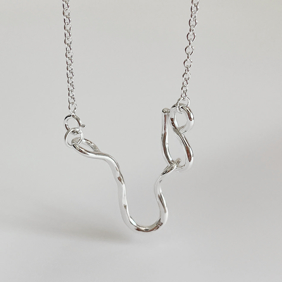 Minimalist Vintage 925 Sterling Silver Geometric Pearl Pendant Necklace