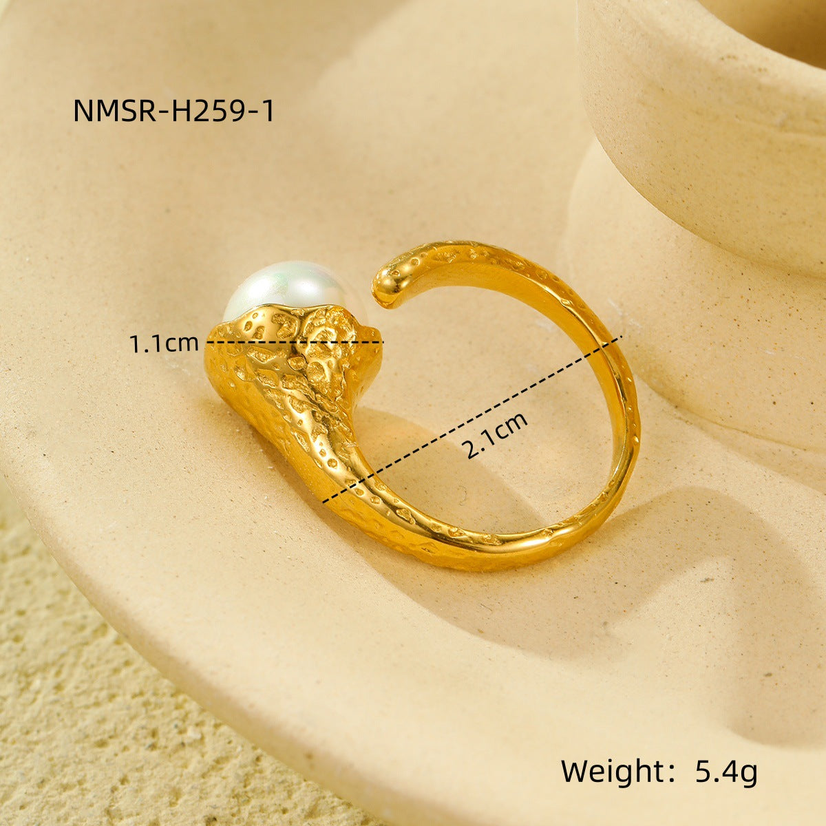 Anello regolabile minimalista geometrico in acciaio al titanio placcato oro da donna
