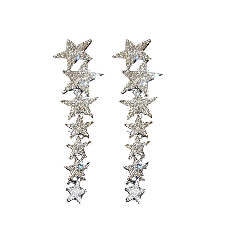 Orecchini pendenti a stella, dolci e spigolosi, con strass, in lega placcata oro, gioielli da donna alla moda e leggeri