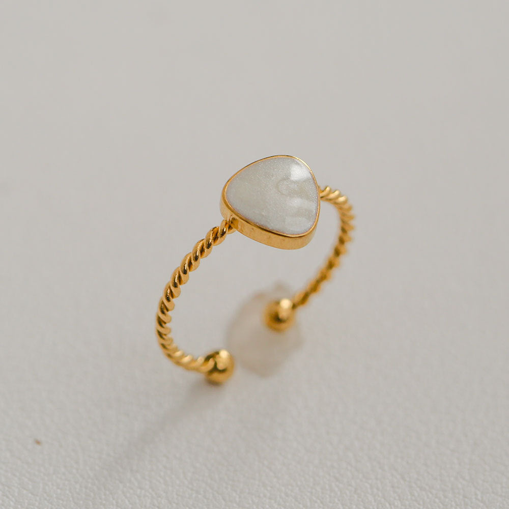 Anillo Minimalista de Acero de Titanio con Forma de Girasol, Bañado en Oro, Ajustable, para Mujer