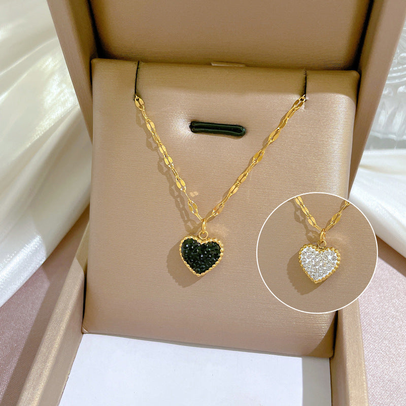 Collana con pendente geometrico minimalista in acciaio al titanio placcato per donna
