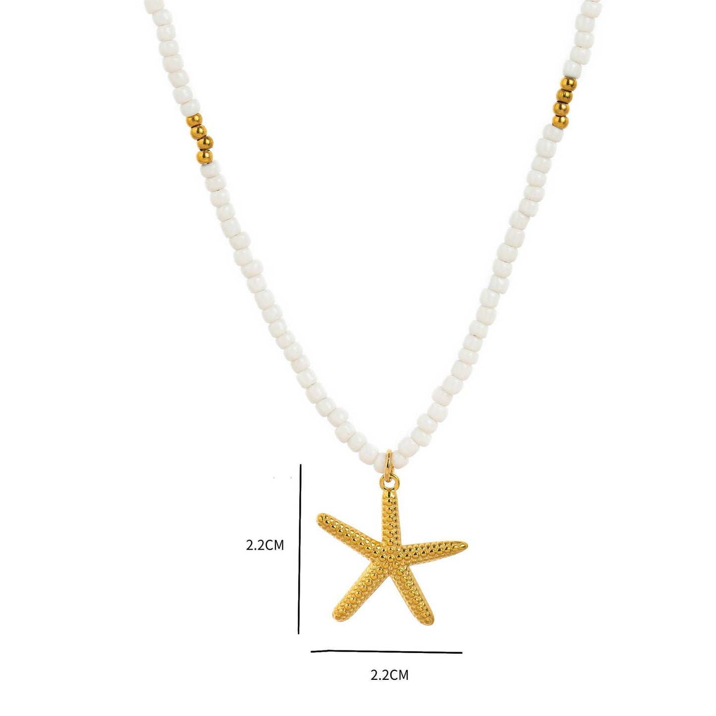 Collar Minimalista de Concha Marina y Caballito de Mar en Acero Inoxidable con Enchapado al Vacío de Oro de 18K para Uso Unisex