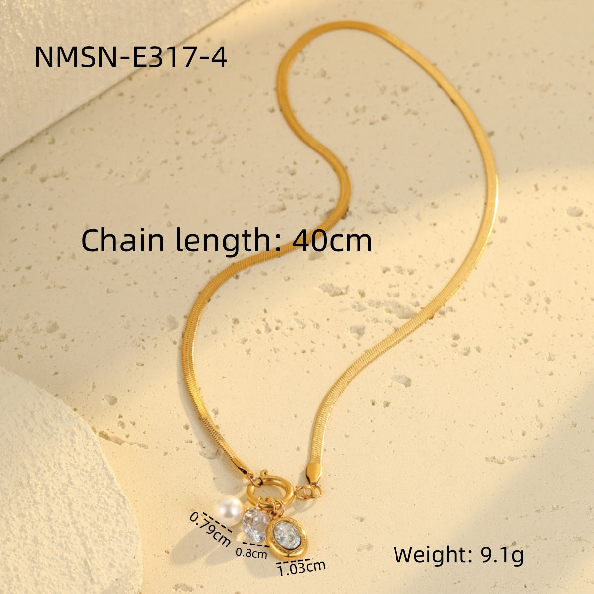 Collana da donna alla moda con ciondolo a cuore in acciaio inossidabile placcato