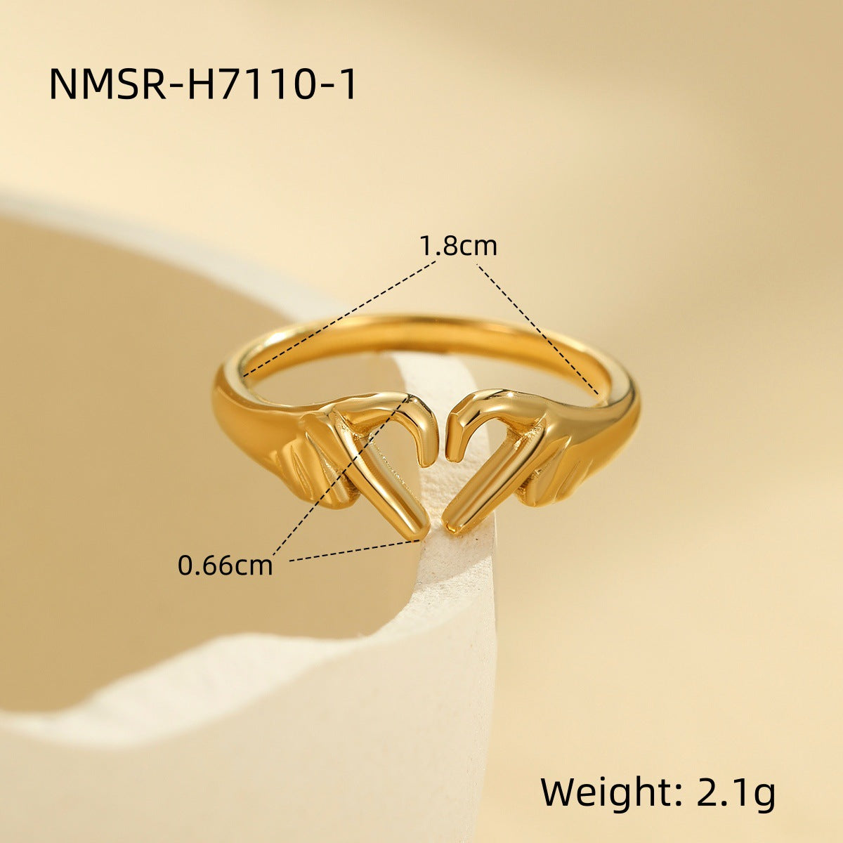 Anillo minimalista ajustable de acero inoxidable con forma de corazón para mujeres y parejas con acabado chapado