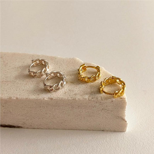 Orecchini a catena con cavo geometrico floreale in argento sterling 925 placcato per donna