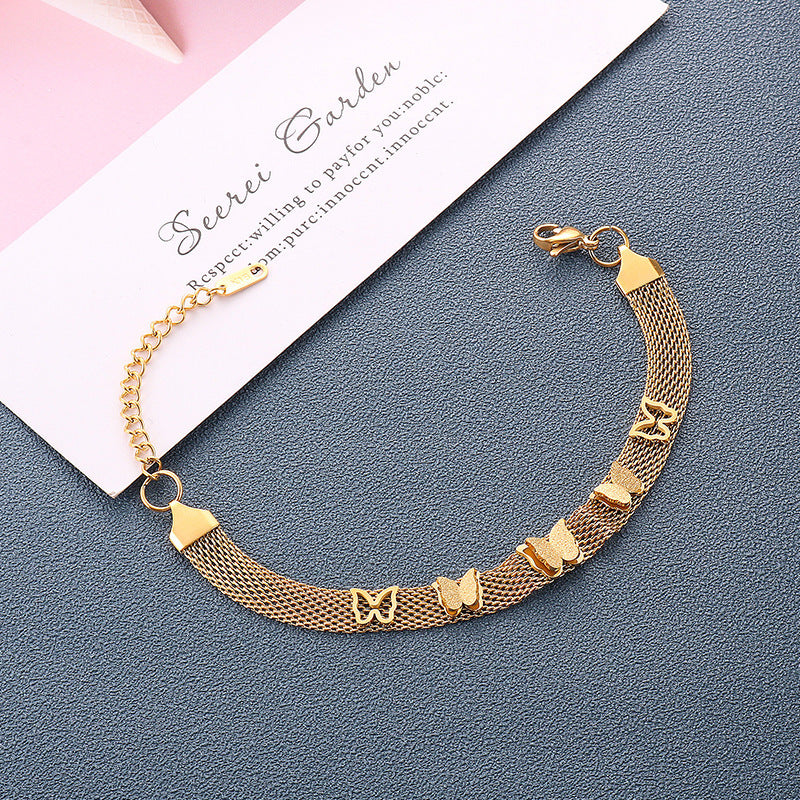 Butterfly Shaped Plated Titanium Steel Bracelet for Women