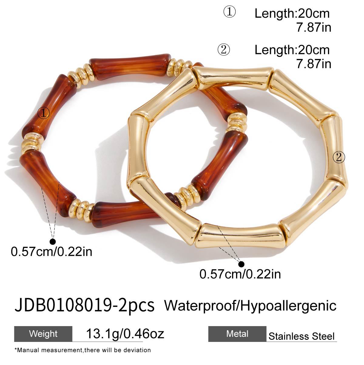Bracciale minimalista in acciaio inossidabile placcato a forma di bambù da donna con un'elegante estetica autunno-inverno