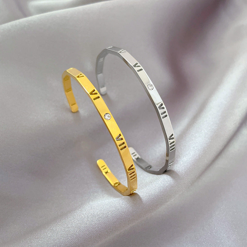 Minimalist Titanium Steel Bracelet with Retro Vintage Design for Women Stainless Steel Fashion Jewelry
