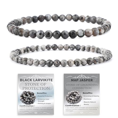 Ethnic Natural Stone Beaded Bracelet Set Round Tiger Eye Gemstone Handmade Unisex Jewelry