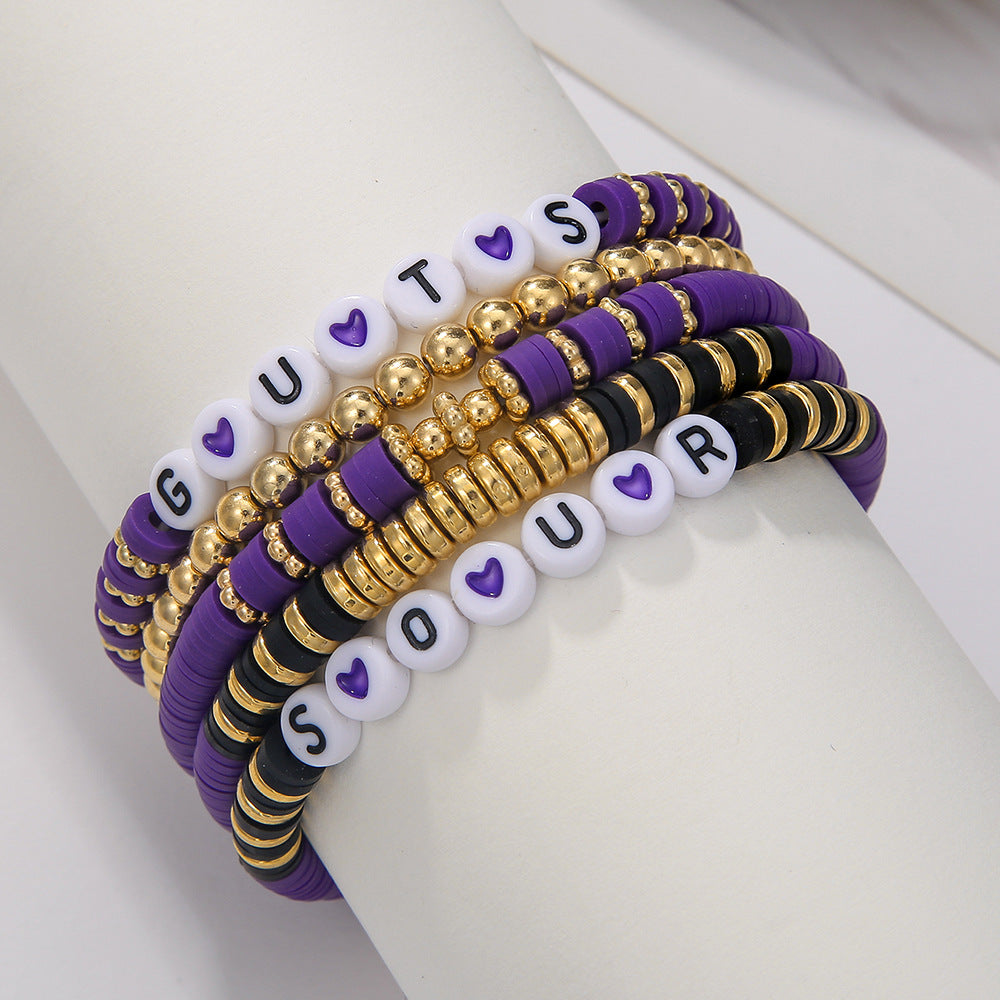 Colorful Letter Resin Beaded Bracelet Set