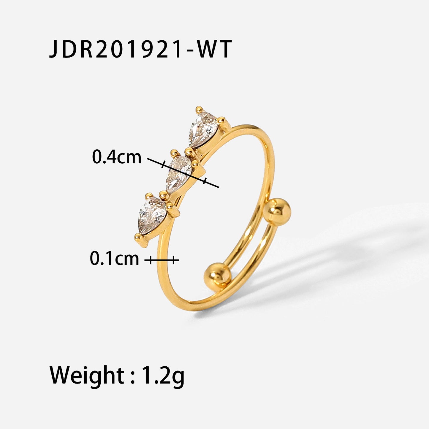 INS Style Geometric Titanium Steel Ring with 18K Gold Plating and Zircon Inlay for Women
