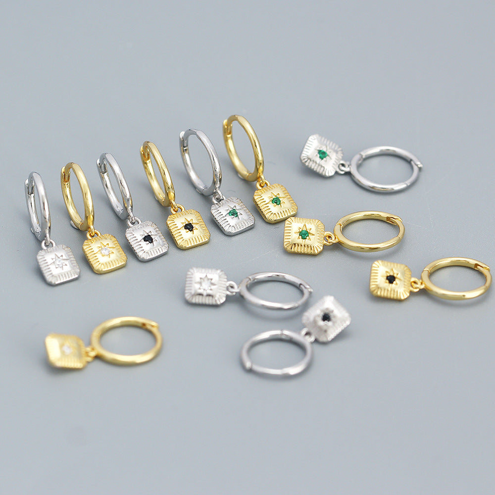 Luxury Minimalist Eight-Pointed Star Ear Cuffs for Women in 925 Sterling Silver Short Style Double Piercing Earrings