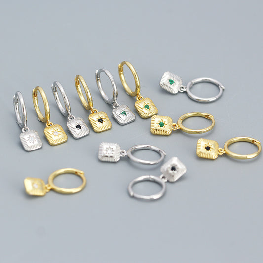 Orecchini a polsino di lusso minimalisti a stella a otto punte da donna in argento sterling 925, stile corto, orecchini a doppio piercing