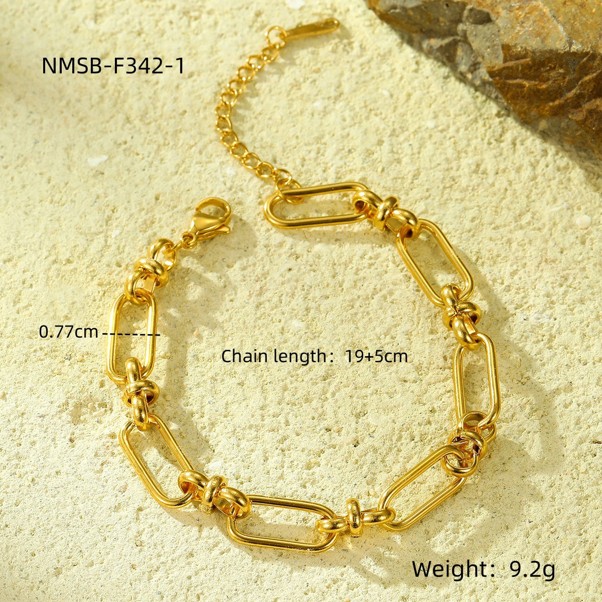 Fashionable Geometric Stainless Steel Bracelet with 18K Gold Plating and Zircon Inlay for Women