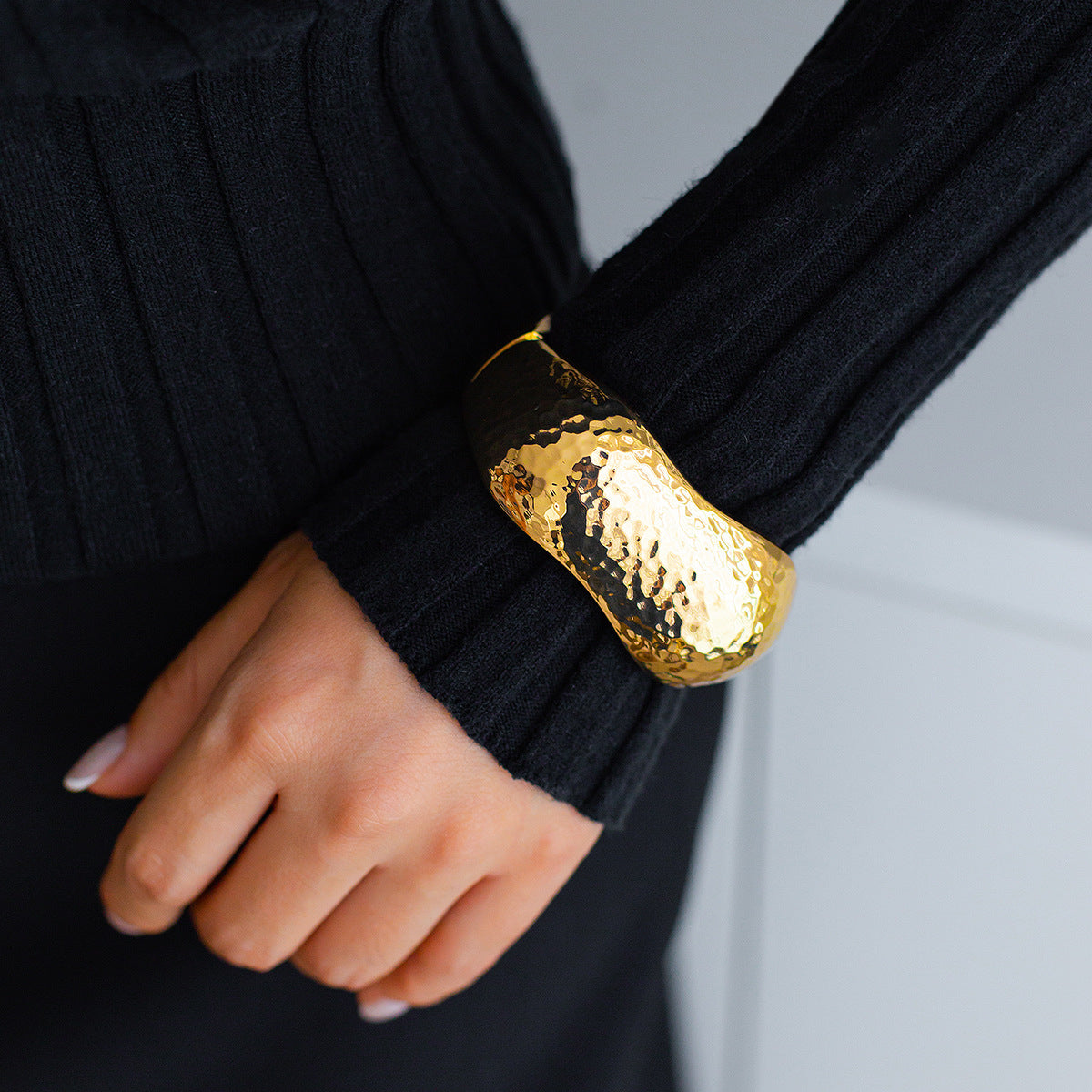 Minimalist Irregular Double Layer Plated Alloy Bracelet Set