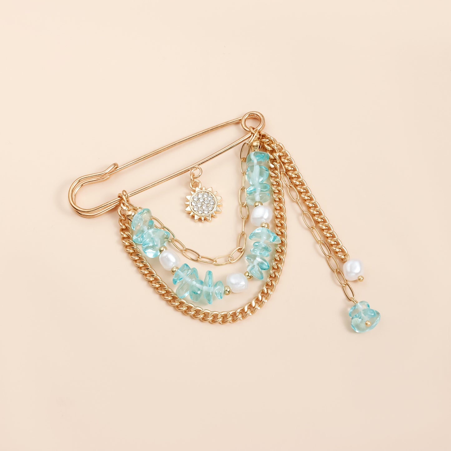 Fashionable OL Style Geometric Alloy Brooch with Plated Finish for Women, Forest-Inspired Fresh Green Floral Accessory