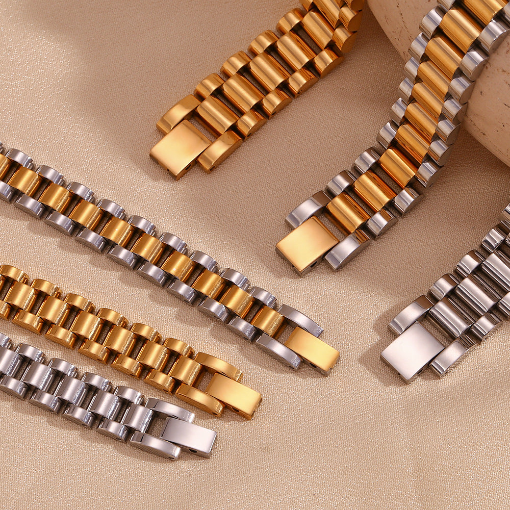 Bracciale di lusso da donna in acciaio inossidabile placcato oro 18 carati, geometrico e minimalista