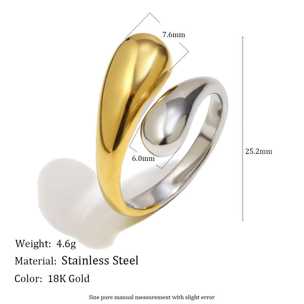 Minimalist Geometric Stainless Steel Ring with 18K Gold Plating for Women