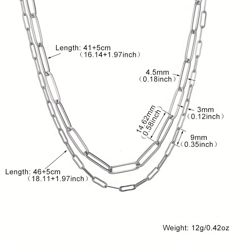 Collana a Catena Geometrica a Maglie in Acciaio Inossidabile Lucido per Donne e Uomini con Ciondolo in Acciaio al Titanio, Regalo di Gioielleria Minimalista per l'Uso Quotidiano