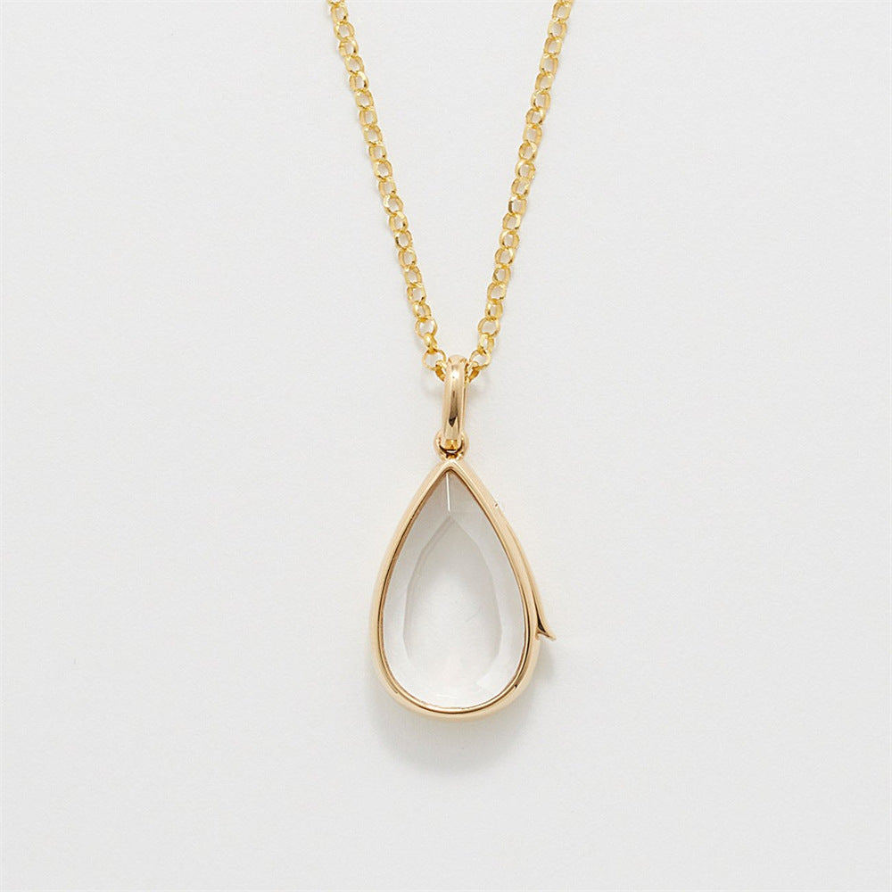 Cute Heart Teardrop Geometric Brass Plated Pendant Necklace for Women