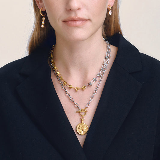Minimalist 18K Gold Plated Geometric Titanium Steel Necklace for Women