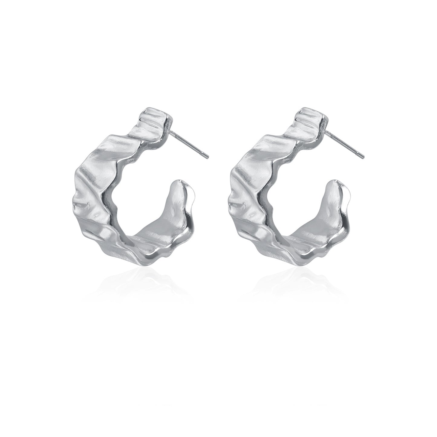 Vintage Geometric Ruffled C-Shaped Hollow Earrings for Women