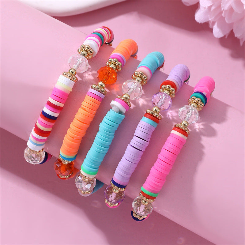 Set di braccialetti bohémien per bambini in argilla polimerica con ciondoli smaltati a forma di farfalla e stella, per bambine dai 6 ai 10 anni