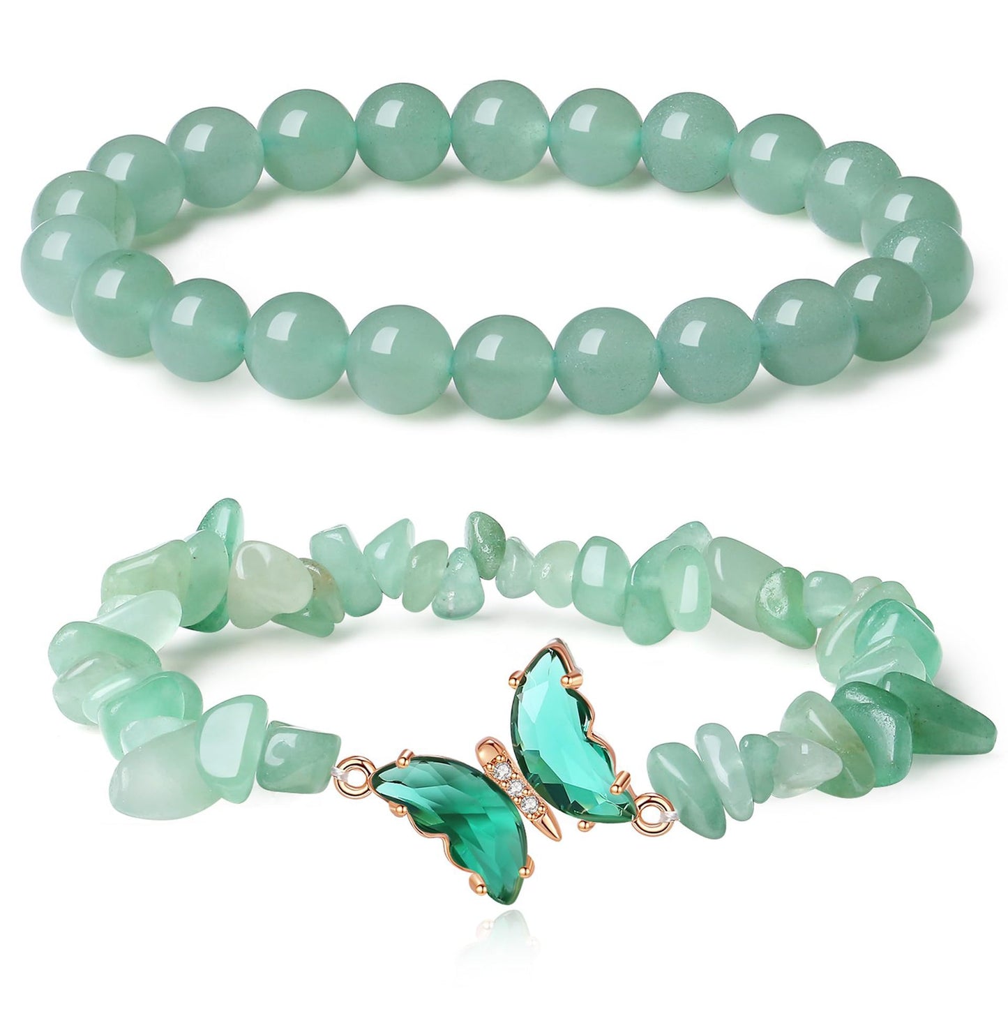 Minimalist Butterfly Geometric Crystal Charm Bar Bracelet Set