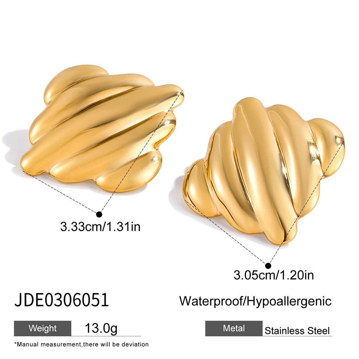 Orecchini a perno geometrici di lusso in acciaio inossidabile placcati oro 18 carati Gioielli di moda da donna
