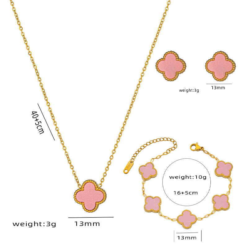 Set di Collane da Donna Minimaliste di Lusso con Cuore e Forme Geometriche in Acciaio al Titanio, Placcate Oro e con Catena a O