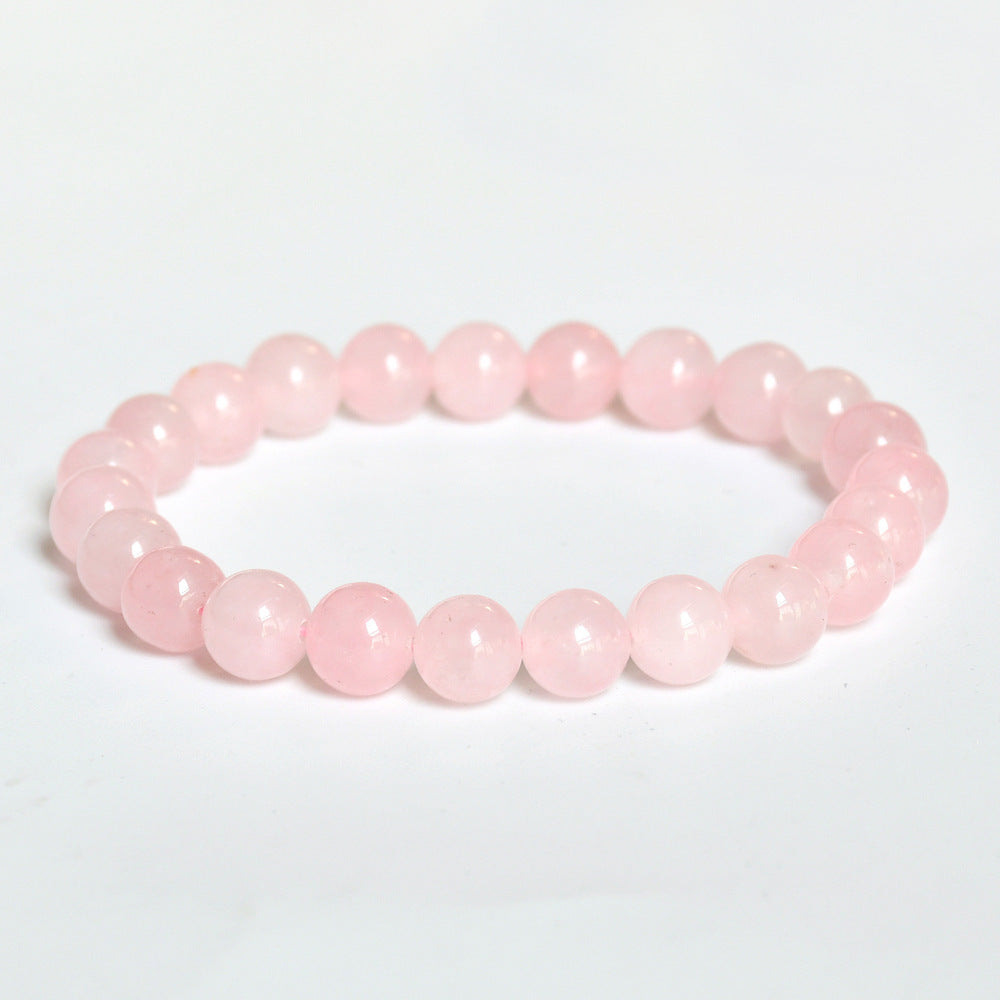 Minimalist Geometric Natural Agate Tourmaline Pink Crystal Beaded Bracelet Unisex Handmade Jewelry