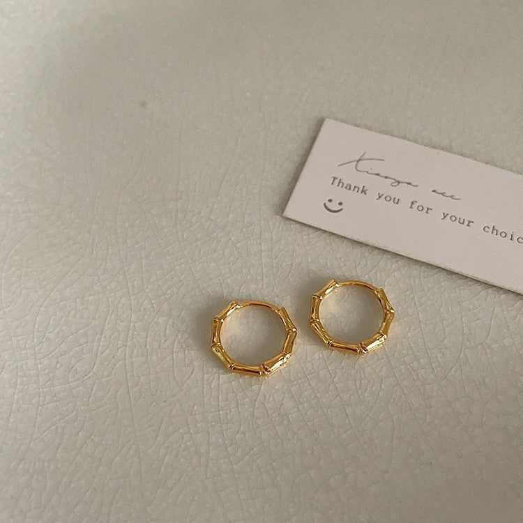 Orecchini a Cerchio Minimalisti Geometrici da Donna in Rame Placcato Oro, Orecchini Semplici a Perno Rotondi
