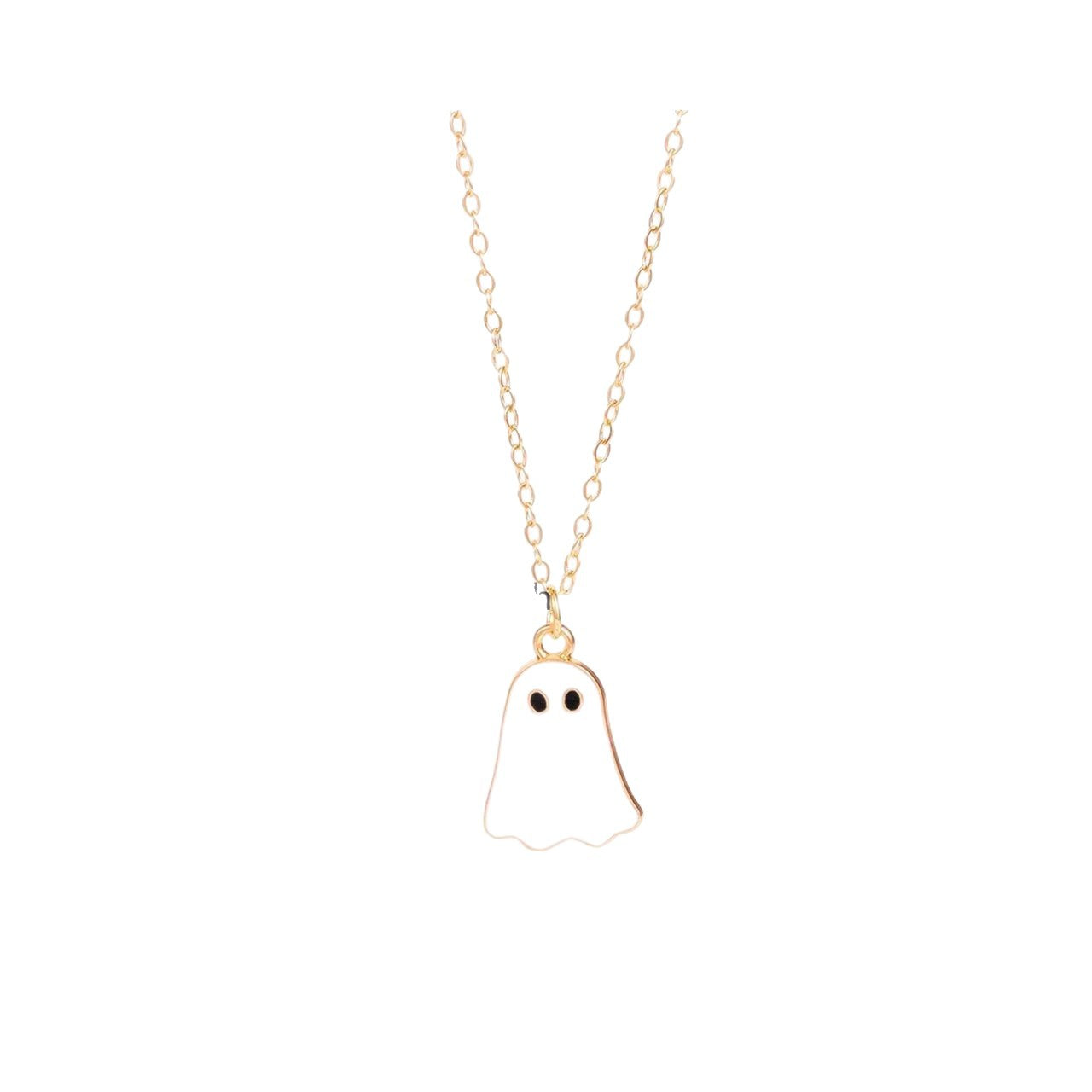 Cute Cartoon Ghost Alloy Plated Pendant Necklace Set for Women