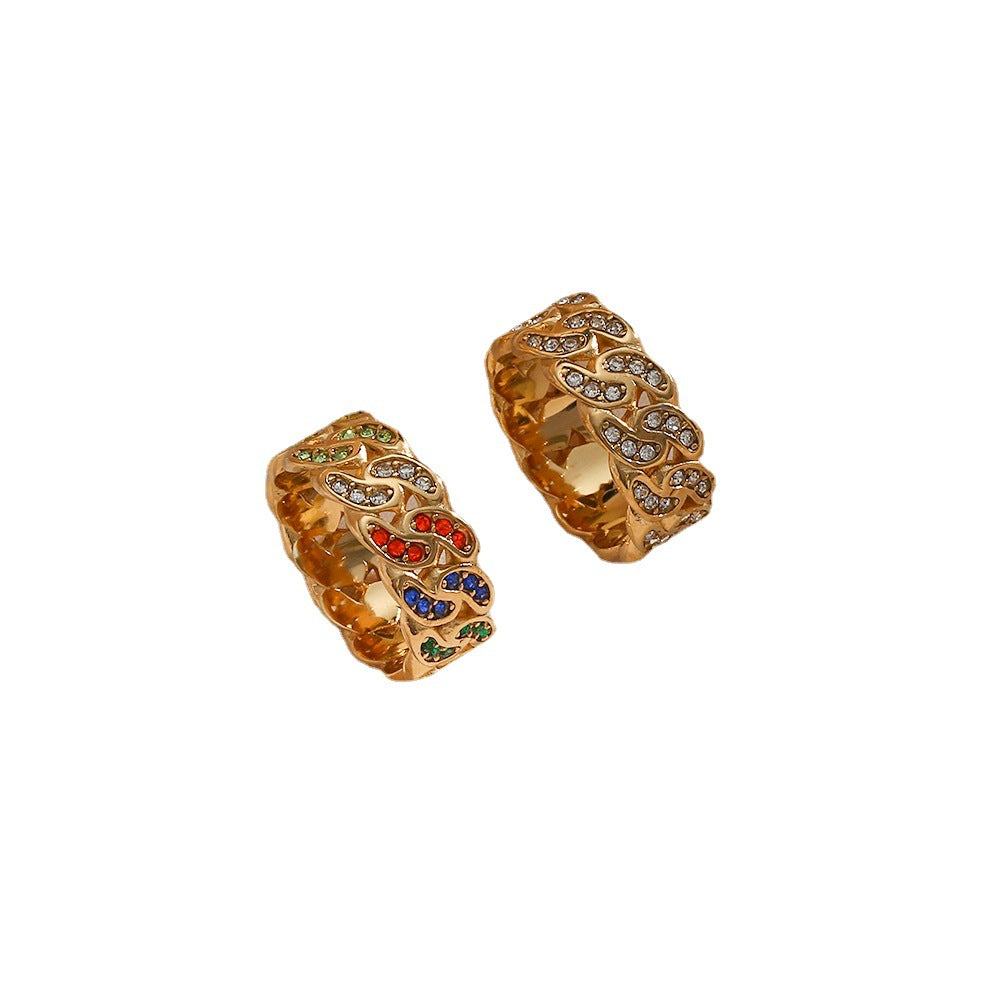 Anillo bohemio geométrico de acero inoxidable con baño de oro para mujer