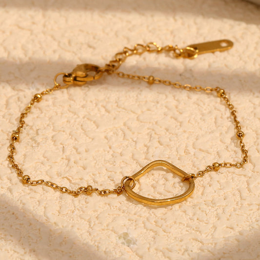 Bracciale da donna minimalista geometrico con perline e cerchi irregolari in acciaio inossidabile placcato oro 18 carati