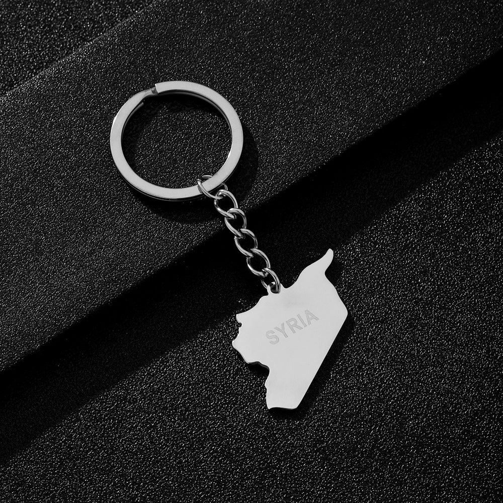 Llavero con Colgante de Letra de Acero Inoxidable Pulido de Estilo Étnico para Hombres y Mujeres